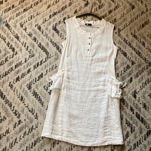 Made In Italy white Linen dress szM (marks on dress - see photos)